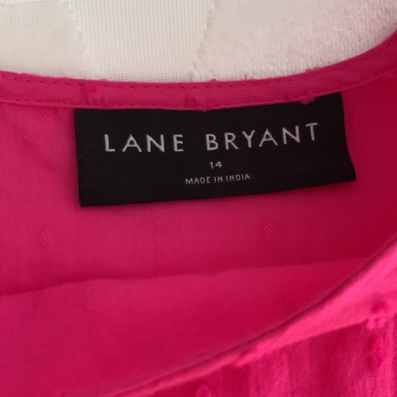 Lane Bryant Scalloped Short Sleeved/Crew Neck Pink Top w/Textured Dots. Size 14 - Picture 7 of 11